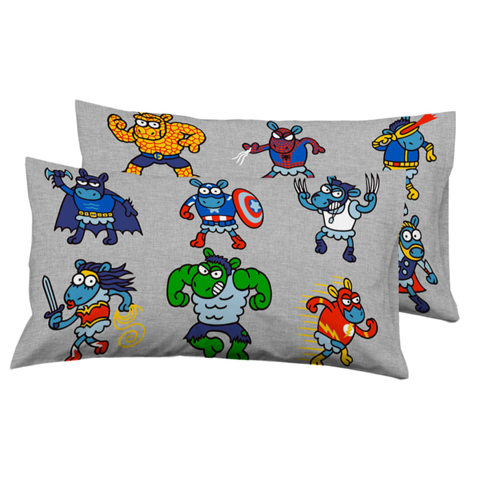 Fundas de almohada 50x75 (2) cm Kukuxumusu Super Héroes