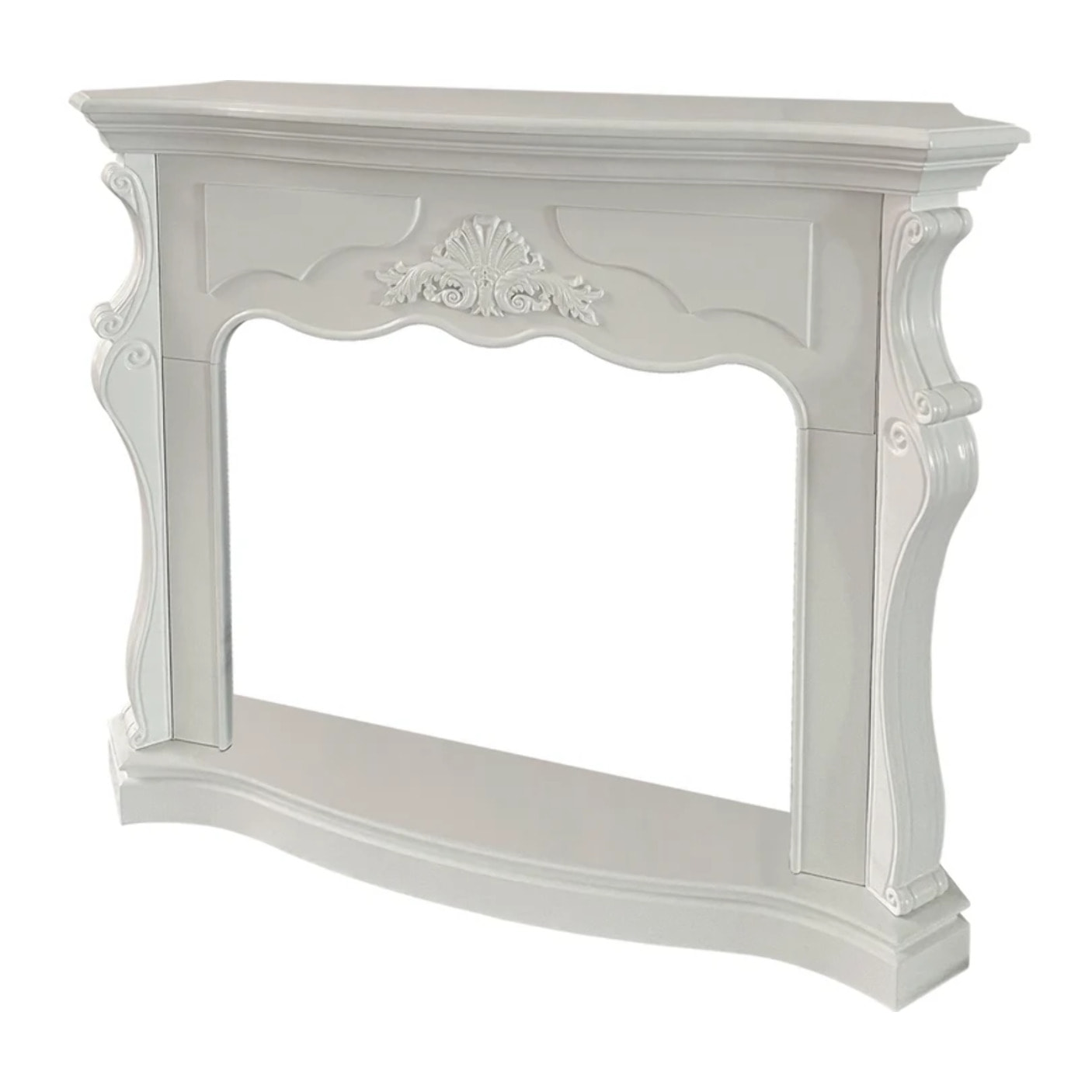 Parigi - Cornice per Camino 123x100x39 cm Rivestimento Decorativo in Legno MDF Bianco