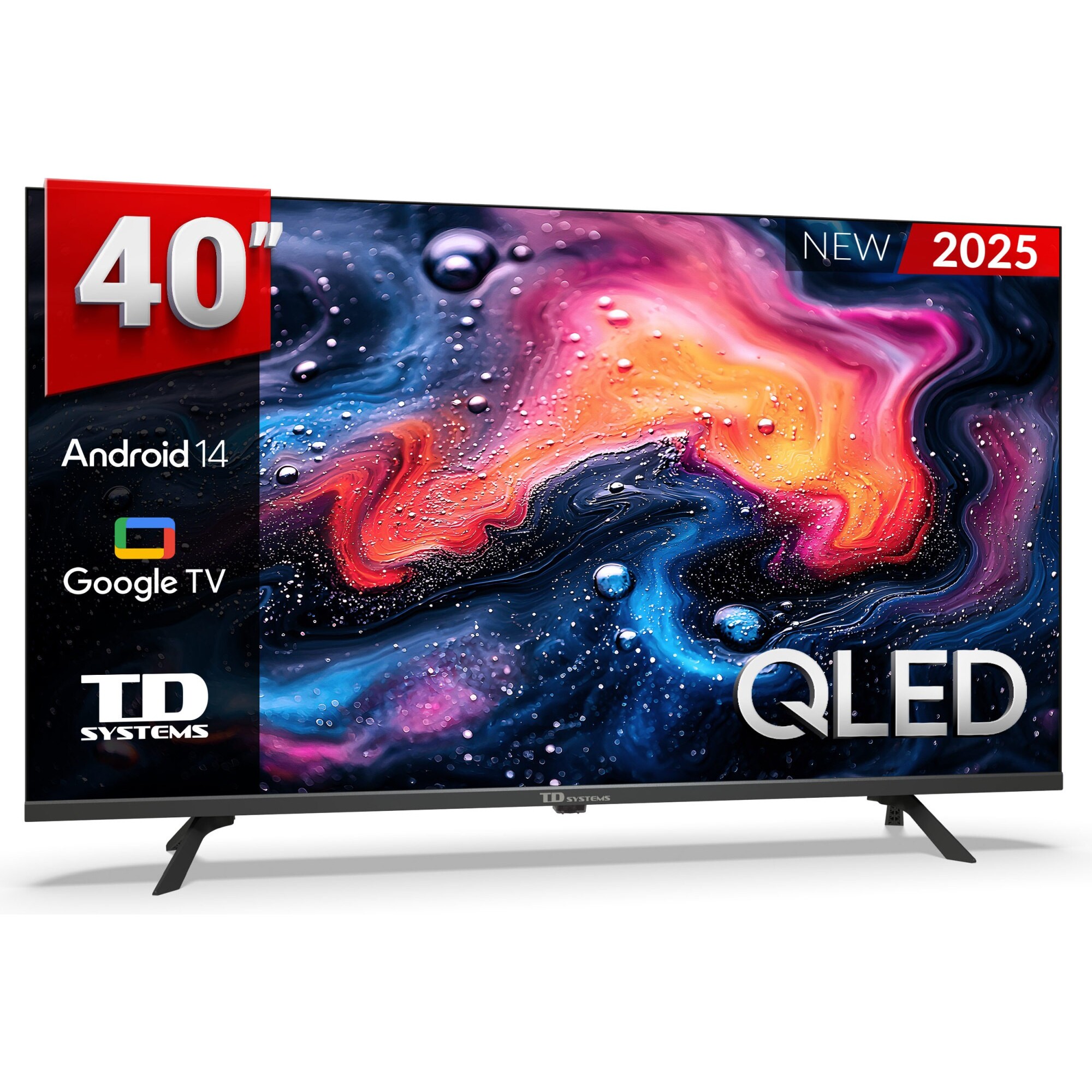 Smart TV 40 pulgadas Qled Full HD Hey Google Official Assistant con control por voz. Televisor Android 14 - TD Systems M40K21GLQ