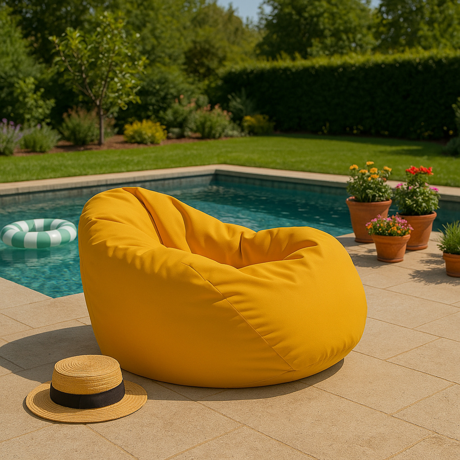 Pouf poire d'extérieur 130x115cm jaune KAYAR