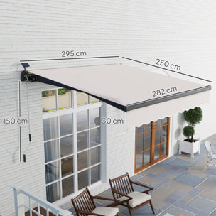 Toldo Manual Retráctil 3x2,5 m con Luces LED Solares Toldo para Balcón con Manivela de Aluminio y Protección UV50+ para Jardín Terraza Ventanas Crema