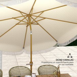 Sombrilla Terraza Exterior Ø269 cm Sombrilla de Jardín con Ángulo Ajustable y Manivela Protección UV30+ Parasol para Patio Terraza Beige
