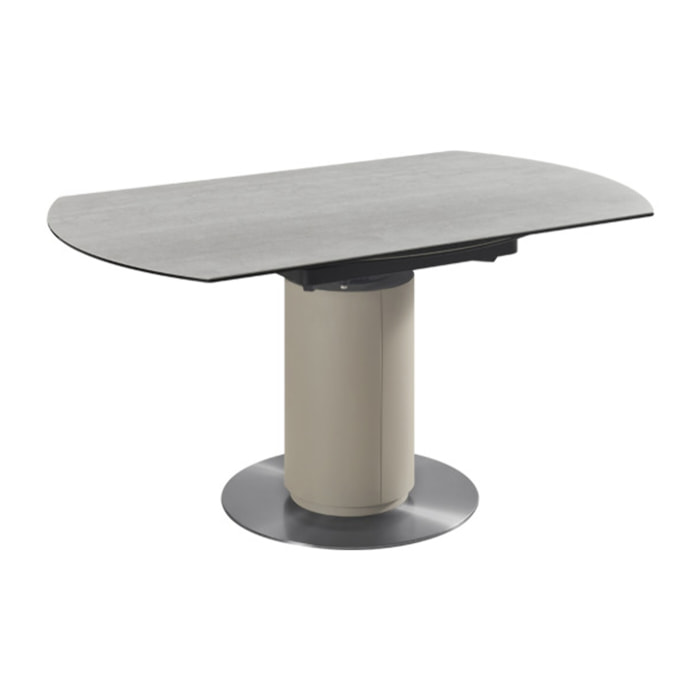 Table extensible ronde 90 à 150 cm céramique gris pied métal - GIGI