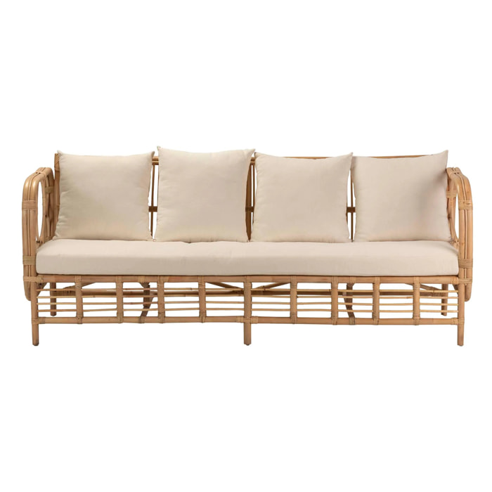 Sofa Mimbre Con Cojines 193x73x77 Cm