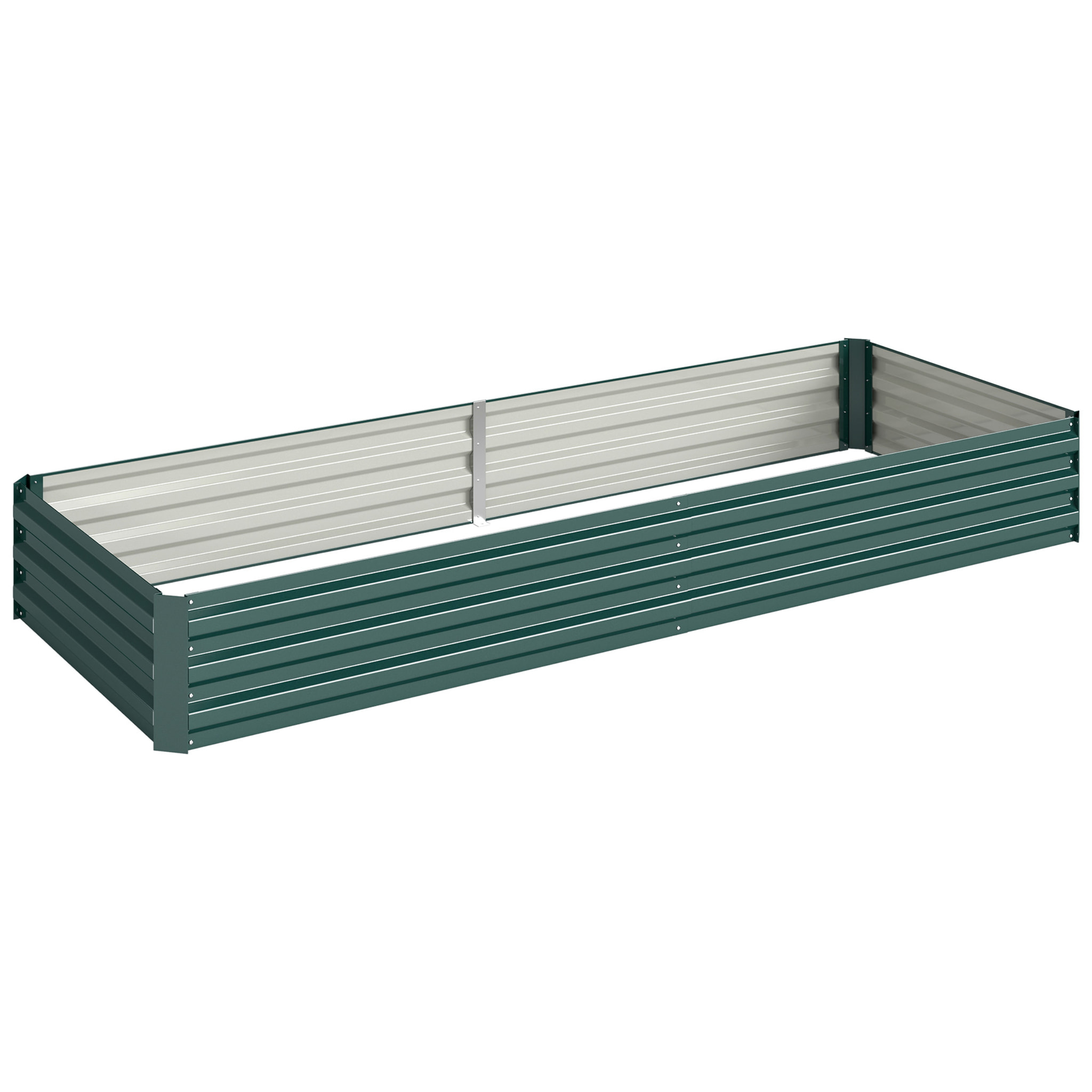 Carré potager de jardin dim. 241L x 90l x 30H cm tôle d'acier ondulée vert foncé