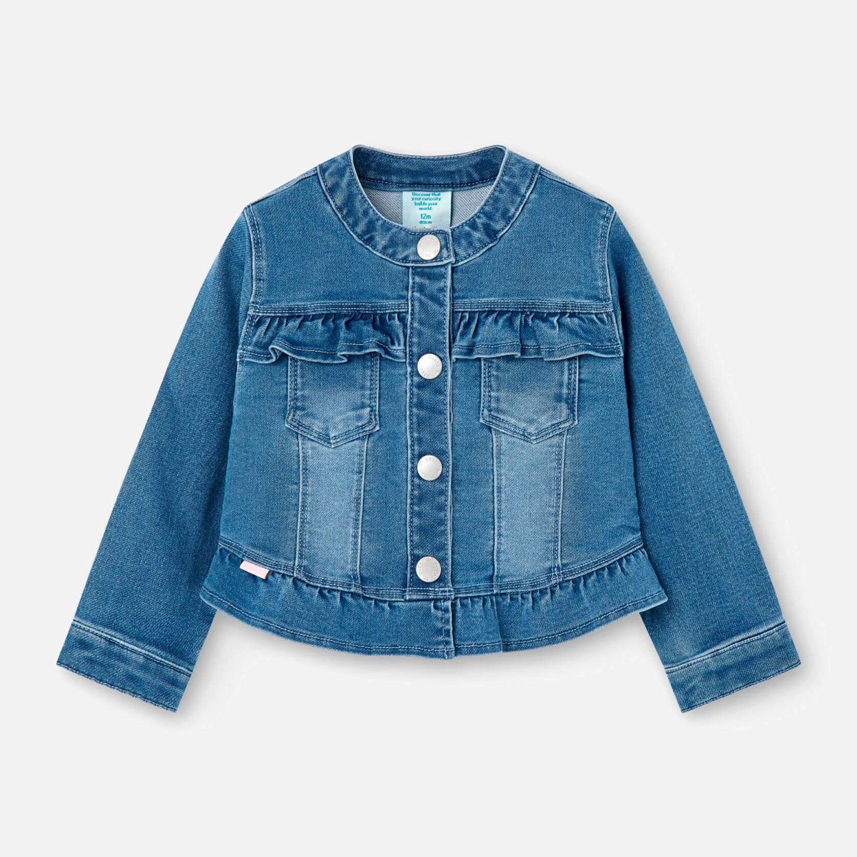 Cazadora denim niÃ±a, algodÃ³n, mangas largas, azul