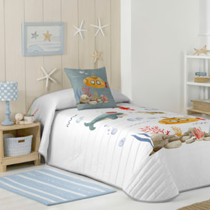 Cool Kids - Colcha Bouti Estampada - Reversible - 100% Algodón - 70 gr/m² - Submarine