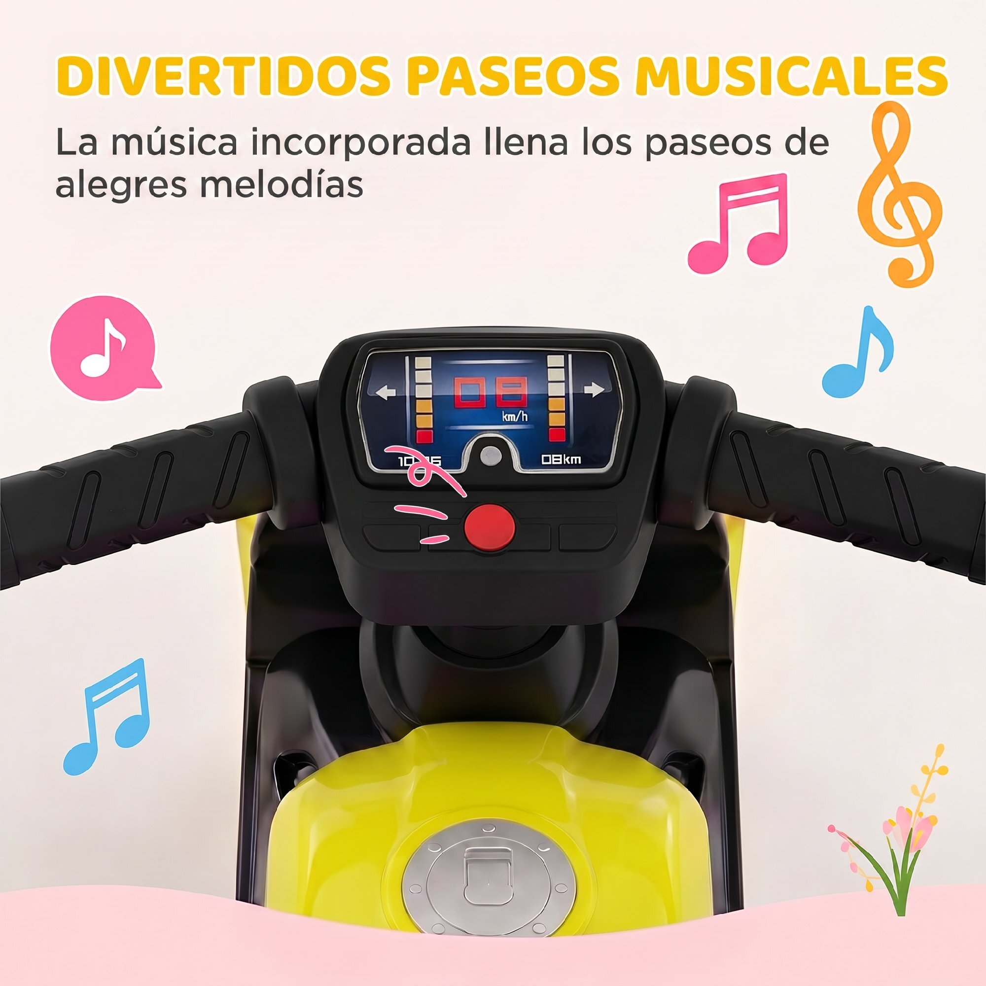 Bicicleta sin Pedales, Moto Correpasillos con Música y Ruedas Extra Anchas, Bicicleta de Equilibrio para Niños y Niñas de 18 a 36 Meses, Verde