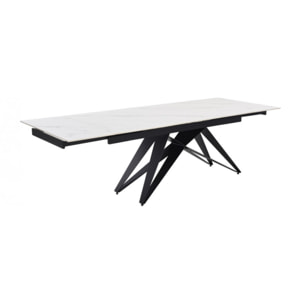 Table extensible en céramique marbre blanc L160/240cm - 9 piètements - UNIK