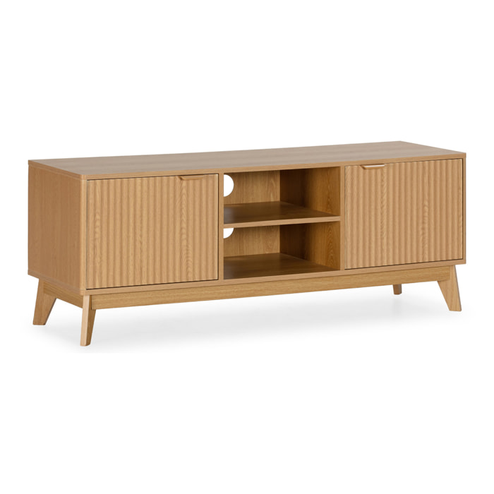 Mueble Tv Oporto 2 puertas 2 huecos efecto Roble