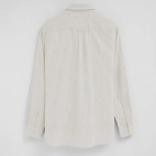 Camisa de rayas cotolino beige de corte regular con bordado Polo Club
