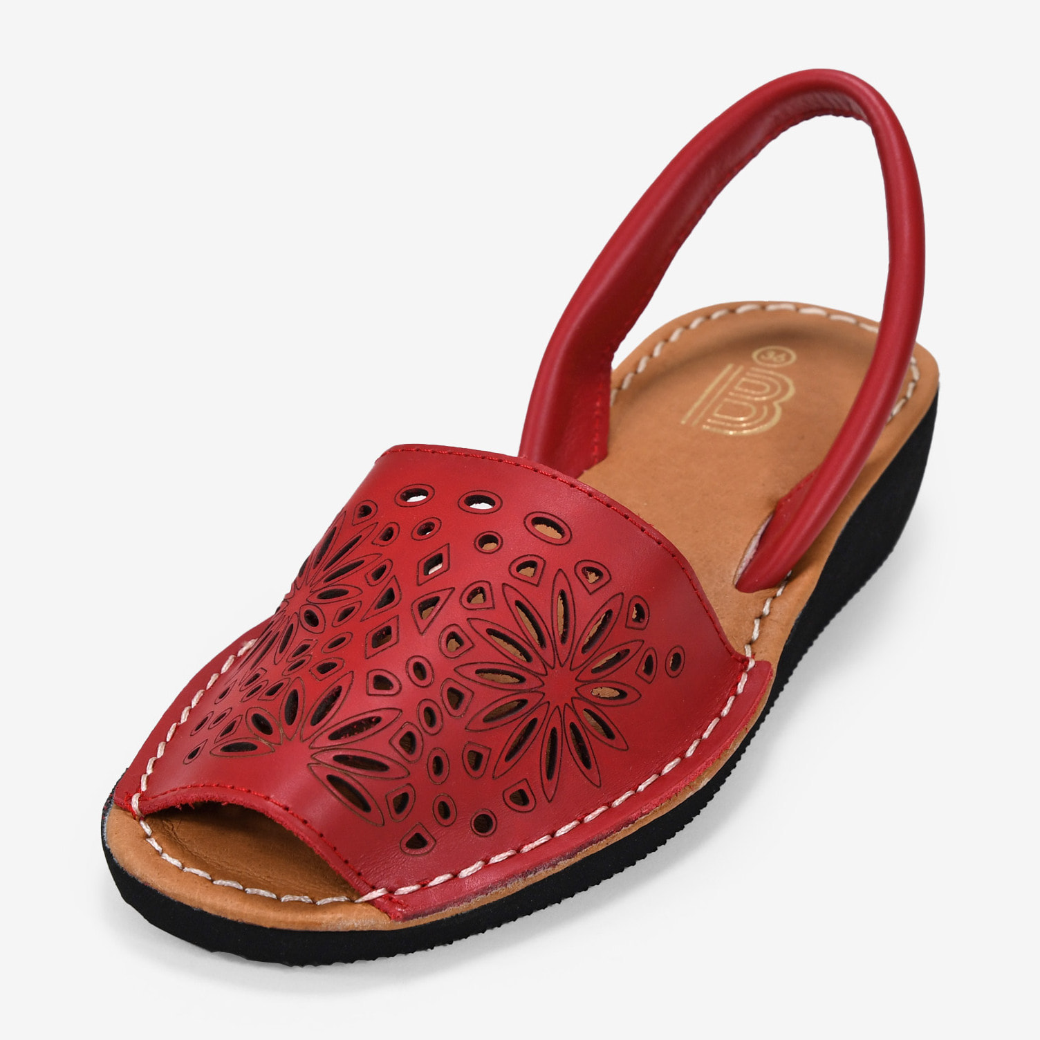 Alpargatas de piel rojas con cuña