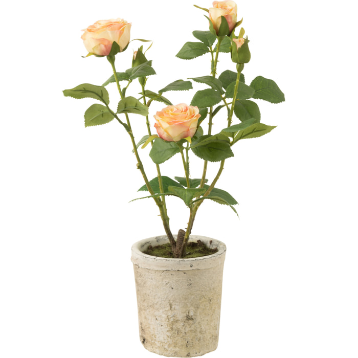 J-Line Rose 5 Têtes en pot - plastique/textile - jaune/vert