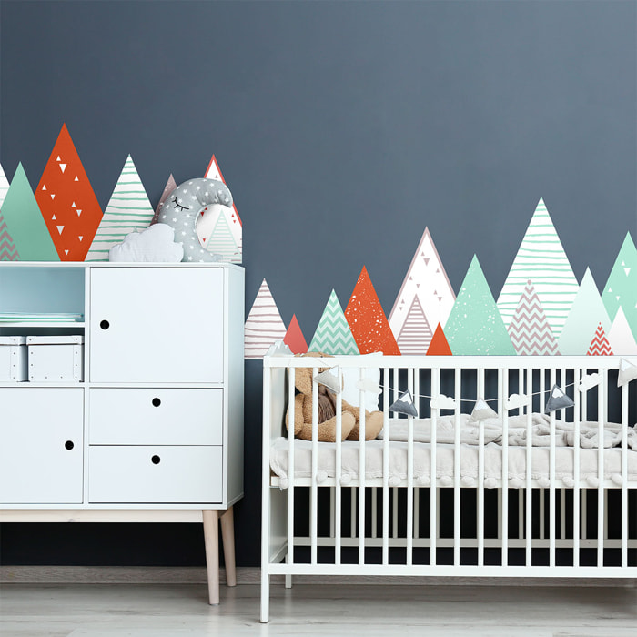 Stickers muraux enfants - Décoration chambre bébé - Autocollant Sticker mural géant enfant montagnes scandinaves NINAKA