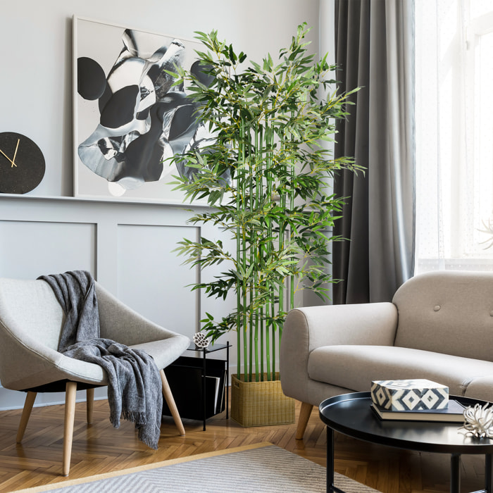 Bambou artificiel grande taille H.180 cm pied design bois clair