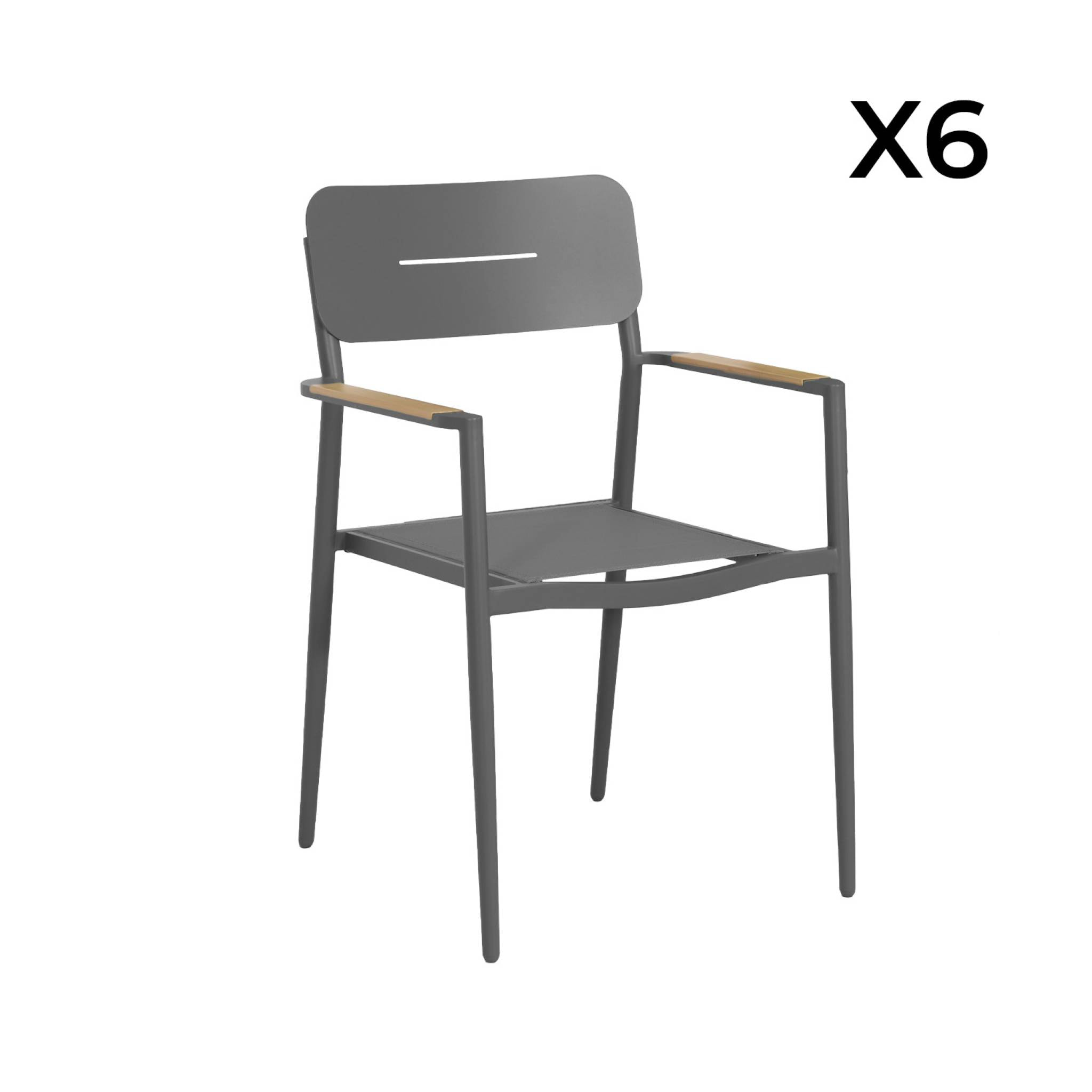 Table de jardin ovale extensible aluminium + 6 assises METORA + FIRA