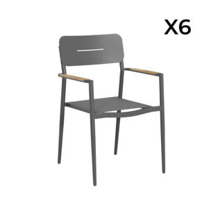 Table de jardin ovale extensible aluminium + 6 assises METORA + FIRA