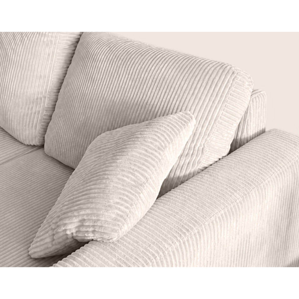 Cyrus - canapé d'angle réversible 4 places - convertible avec coffre - en velours côtelé - Beige