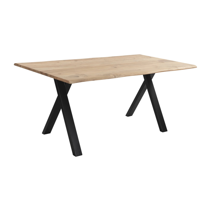 Table rectangulaire 6 personnes en bois et pieds en métal noir 175 cm - Kansas