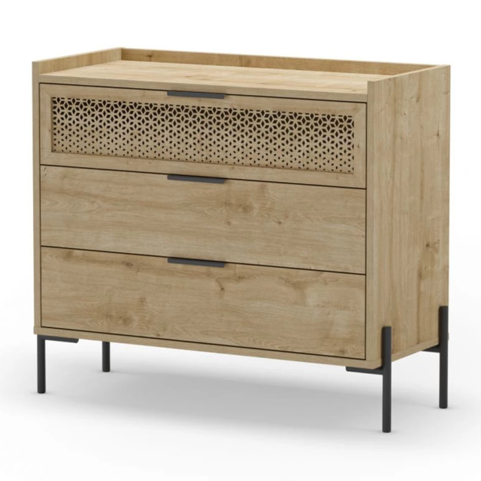Cómoda Koivu 3 cajones Roble Negro