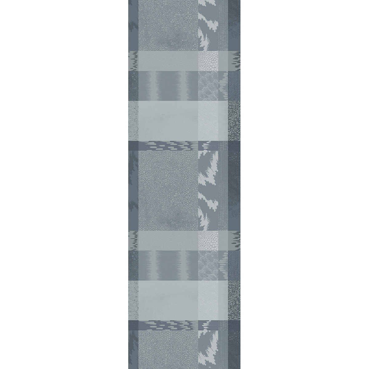 Chemin de table pur coton motif jacquard bleu gris Mille matieres orage