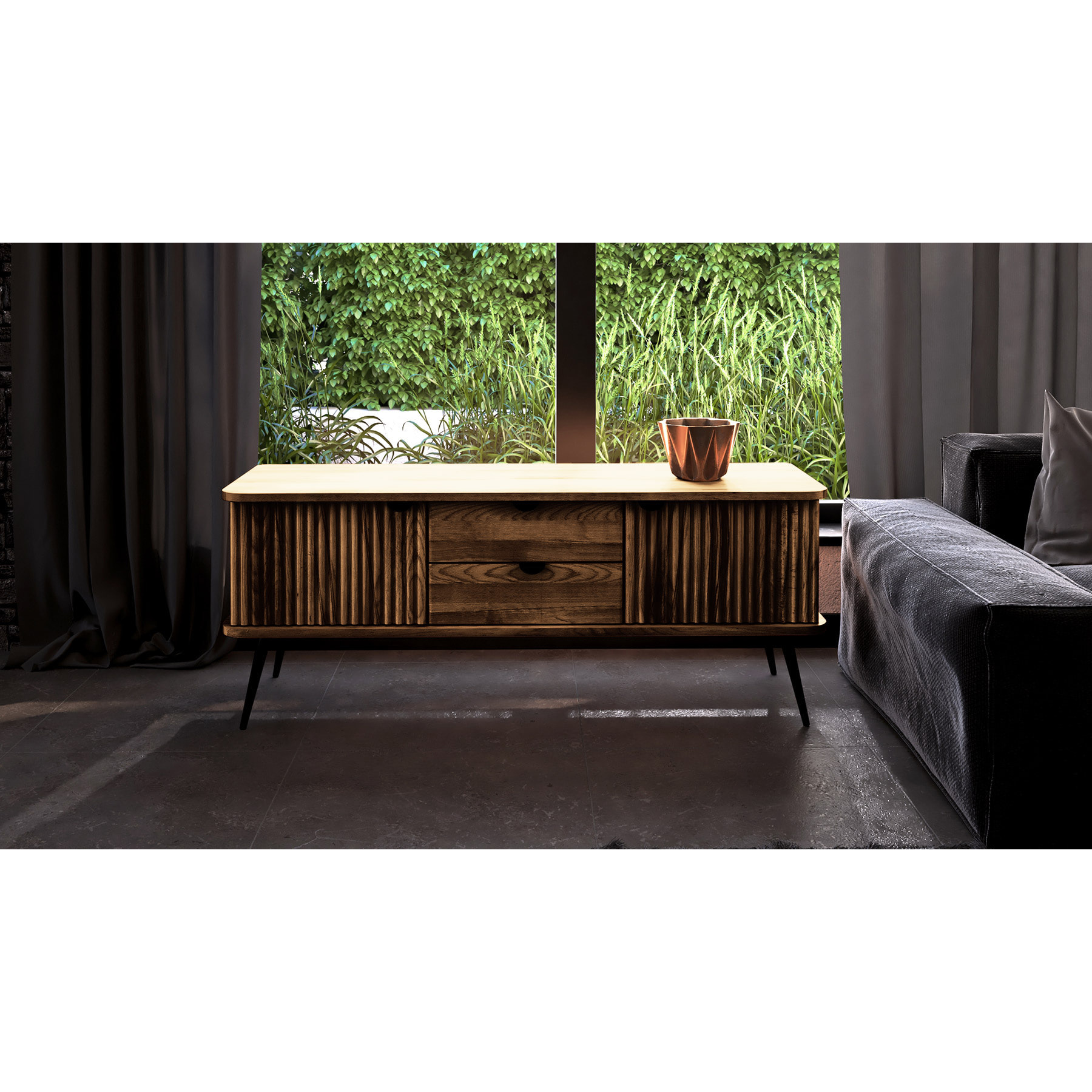 Meuble tv bois hêtre amalfi 144x46cm