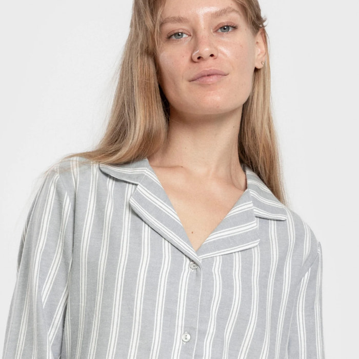 Pigiama in flanella a camicia a manica lunga da donna raya marsella verde azulado