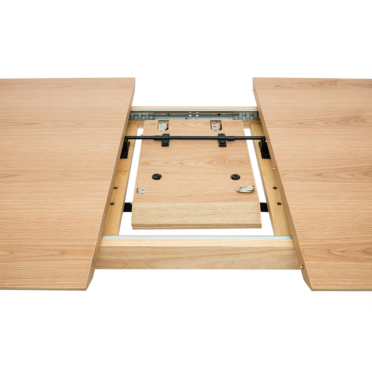 Table extensible rallonges intégrées rectangulaire en bois clair chêne L140-170 cm ANK