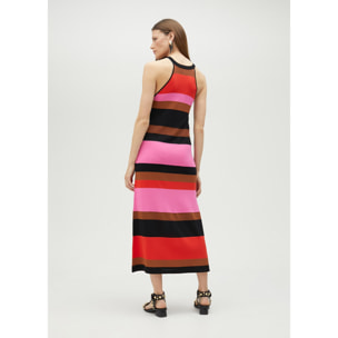 Abito in Maglia a Righe Collo Halter