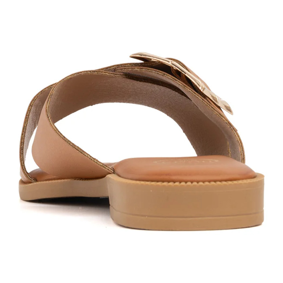 Ciabatta con fascia a incrocio - CAMMELLO