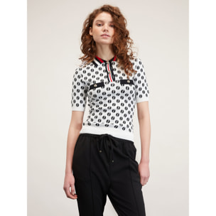 Motivi - Polo in maglia jacquard - Bianco