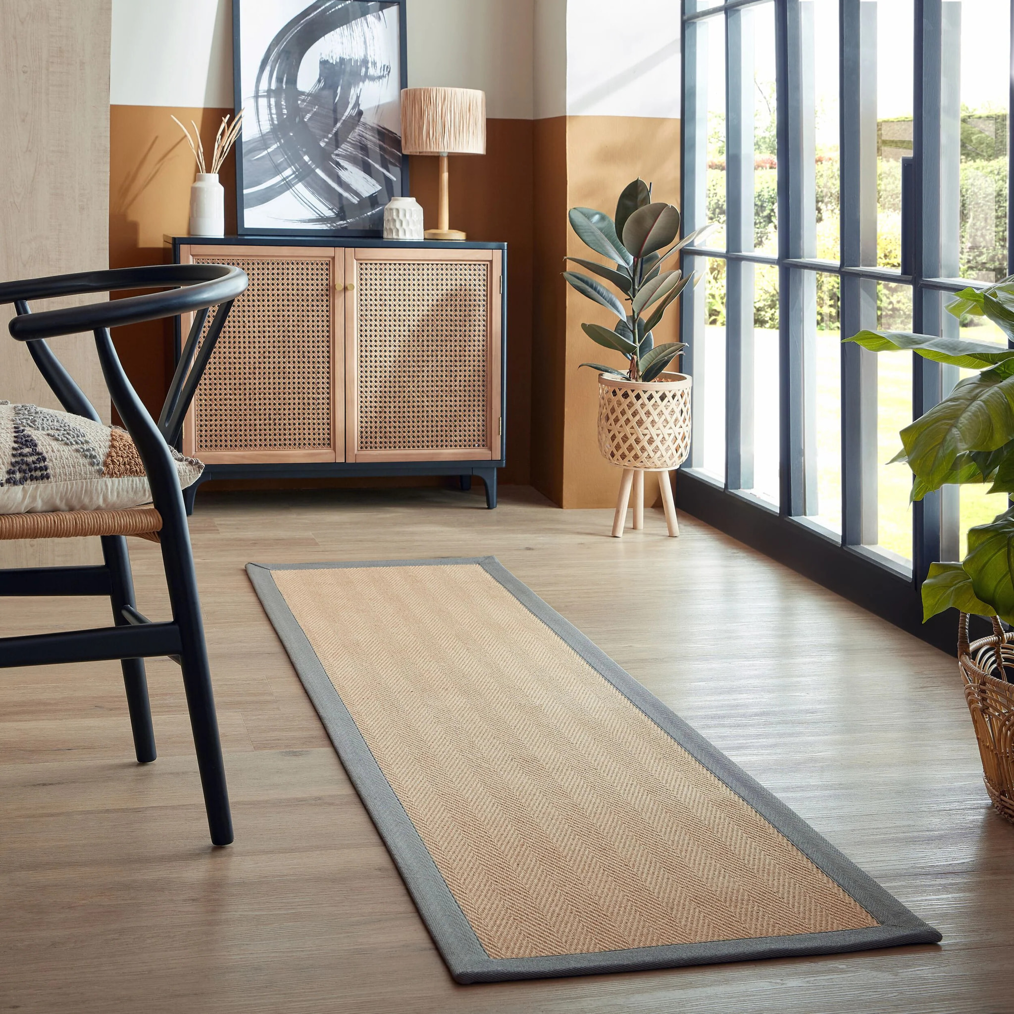 Tapis en jute antiderapant de couloir KIRA