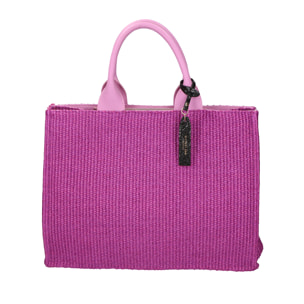 Borsa a mano  da donna Misto pelle e tessuto Made in Italy 31x41,5x15,5 cm