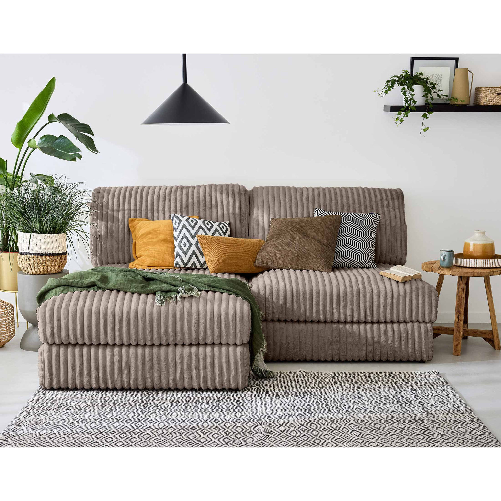 Jasper - module d'assise - en fausse fourrure côtelée - Taupe