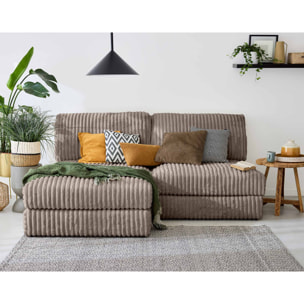 Jasper - module d'assise - en fausse fourrure côtelée - Taupe