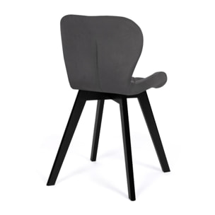 Chaises Daisy en velours et pieds noirs