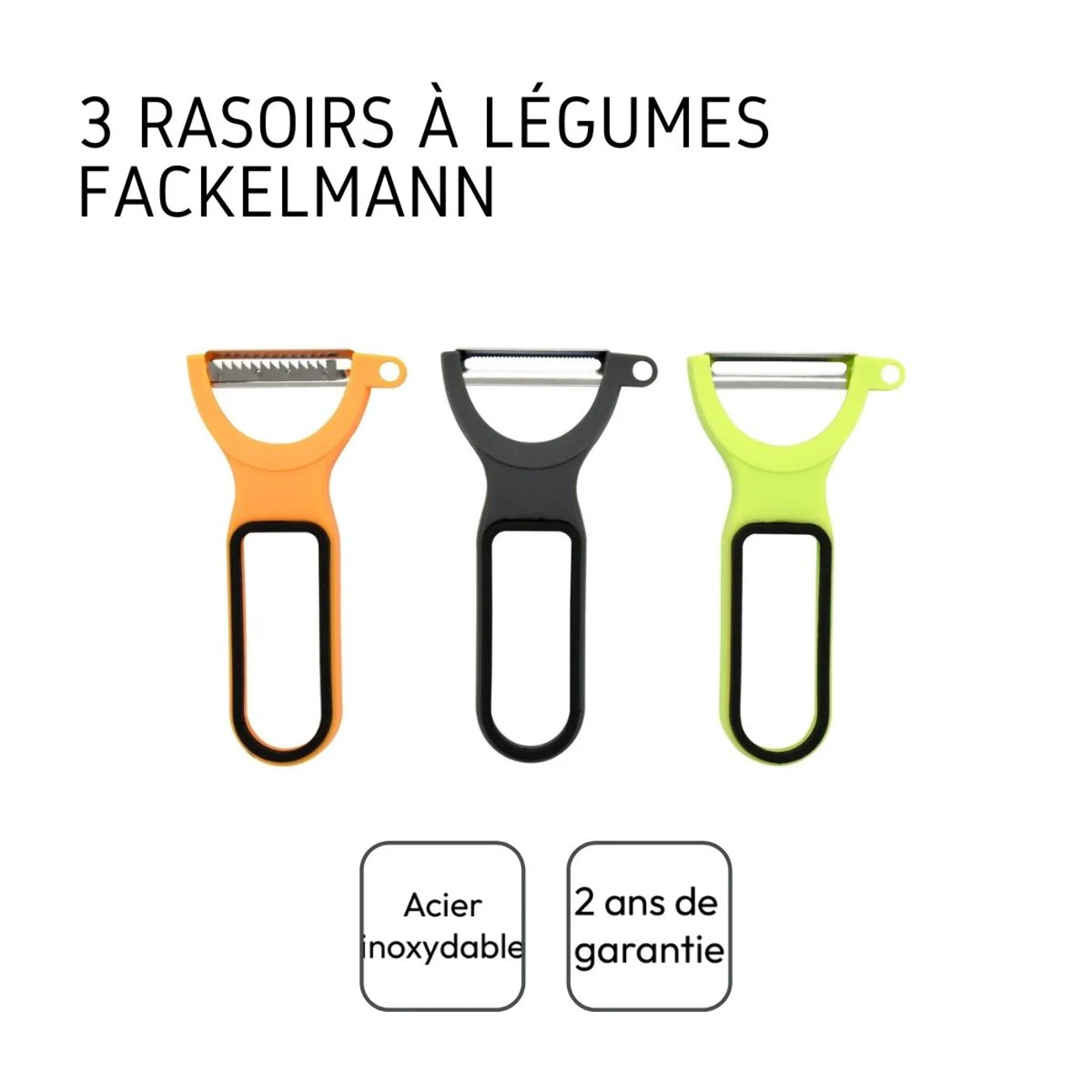 Lot de 3 rasoirs à légumes 13 cm Fackelmann Colors Edition