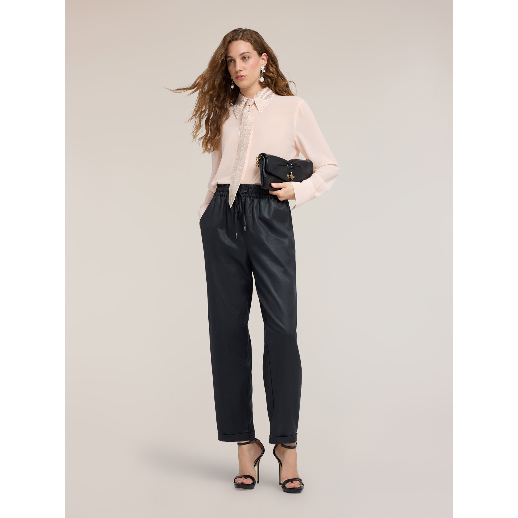 Motivi - Joggers in lyocell laminato - Nero