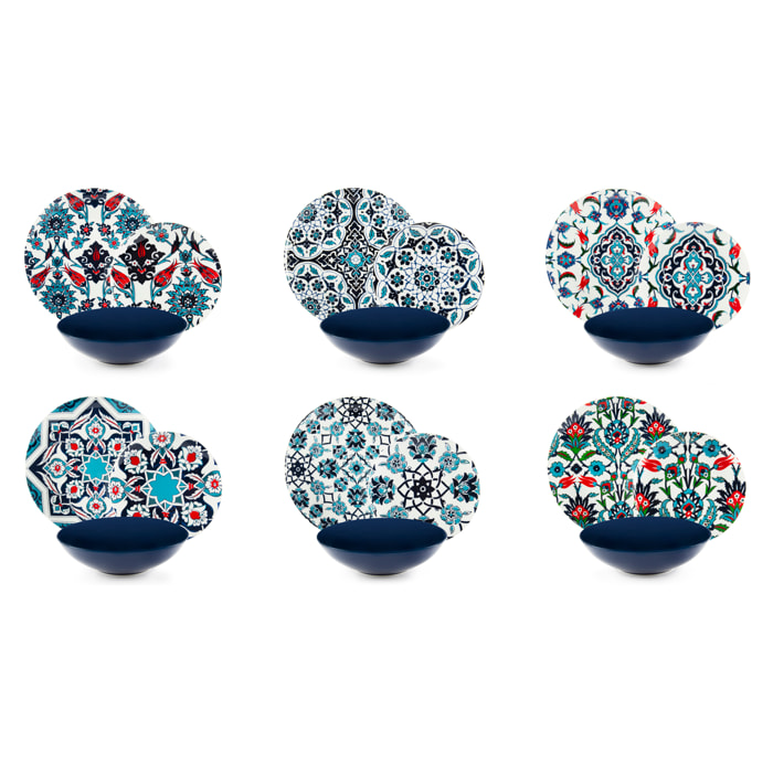 Service de table 18 pièces Excelsa – Topkapi, Porcelaine Bleu