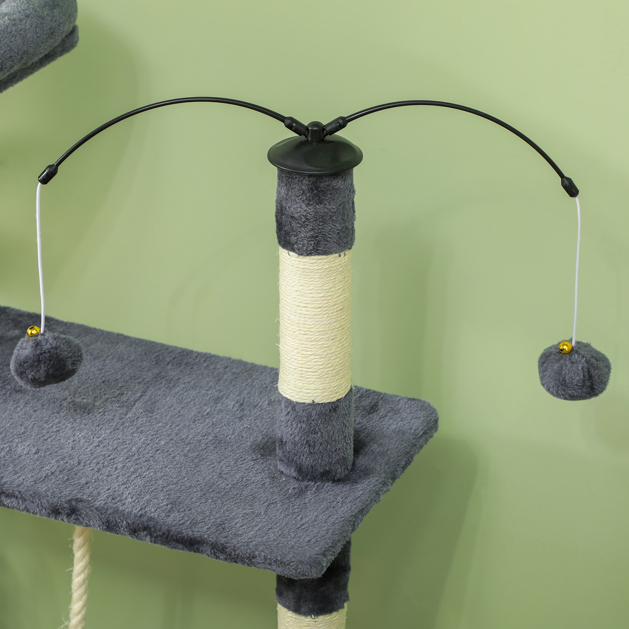 Árbol Rascador para Gatos 134 cm Torre para Gatos Rascador para Gatos con Nidos Cueva Plataformas Bolas de Juguete y Postes de Sisal Gris Oscuro