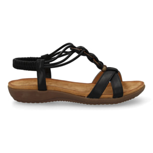 Sandalias planas para mujer, comodas con material elastico en el talon, diseño moderno con adornos en el empeine