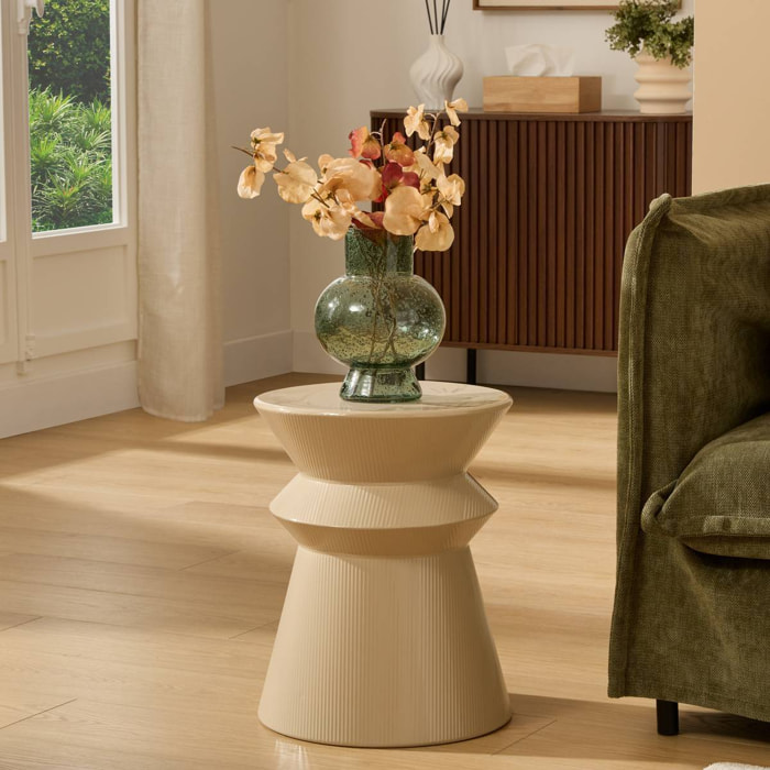 Table d'appoint Maya ronde D.35,5cm beige