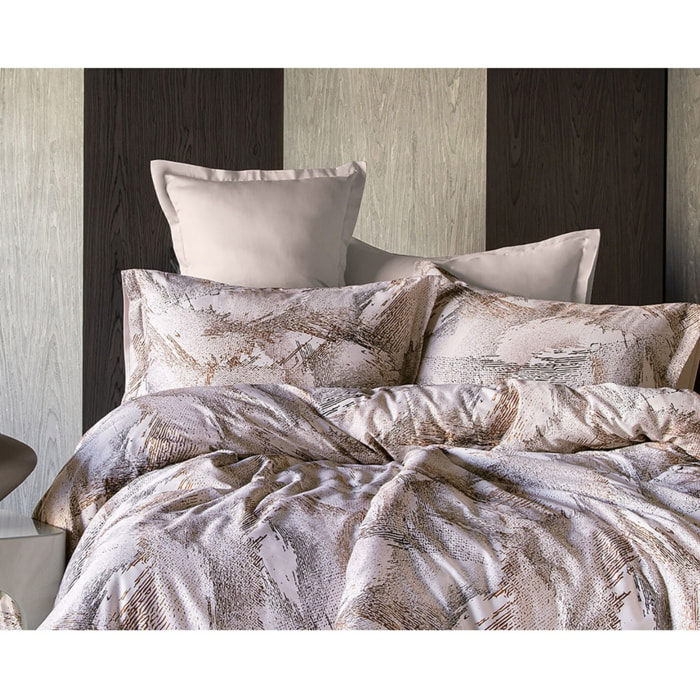Parure housse de couette et taies oreiller 100% Satin de Coton imprimé