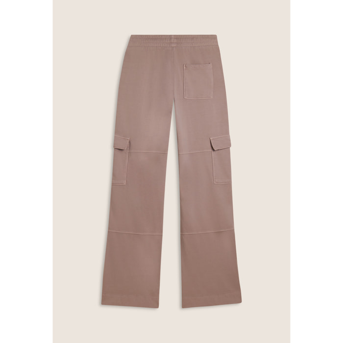 Pantaloni cargo wide leg in felpa con tasconi