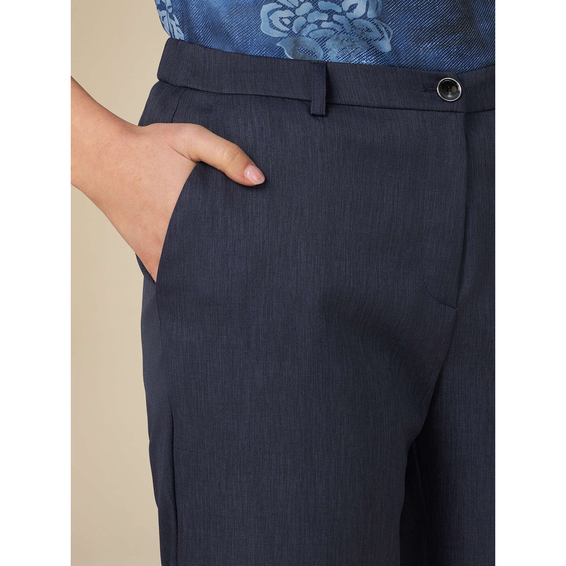 Oltre - Pantaloni a sigaretta con risvolto - Blu