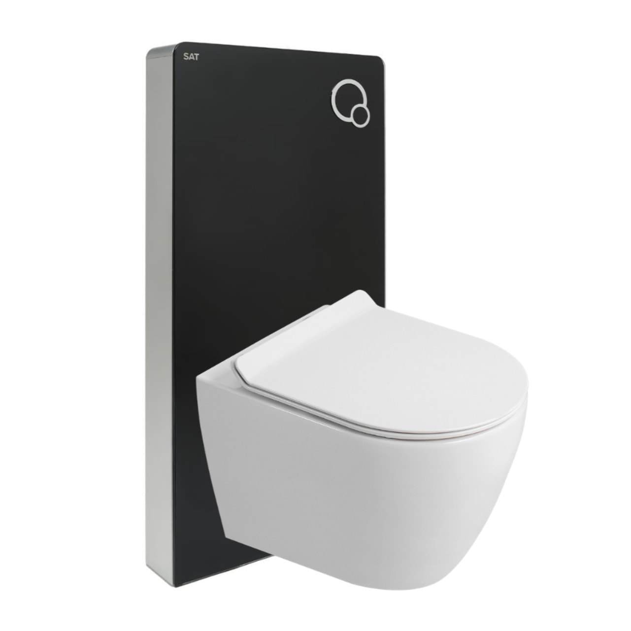 Glass pack WC bâti-support avec plaque de commande + WC suspendu Ceramia sans bride avec abattant SoftClose (STGLBCEPXWT01-FR)