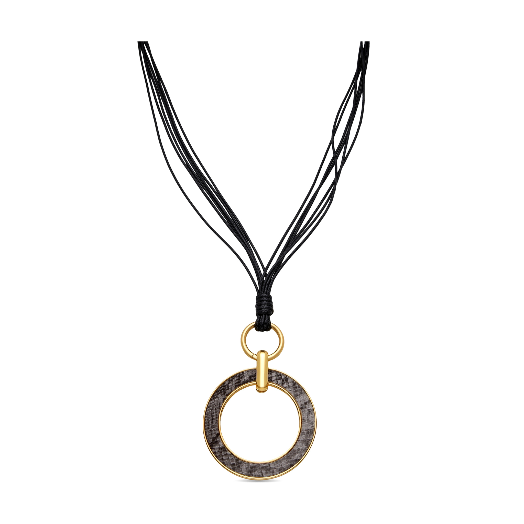 Collar de Cuero Negro acabado en oro amarillo de 18K