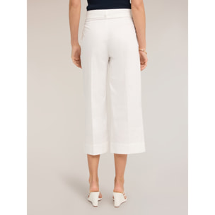 Motivi - Pantalones cropped de tela mezcla de algodón - Blanco