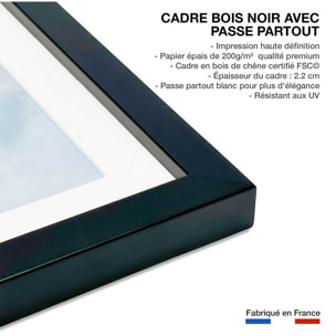 Affiche enfant rêver grand bleu  Affiche + cadre en bois - Noir