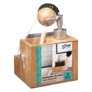 Distributeur à savon avec brosse et éponge bambou